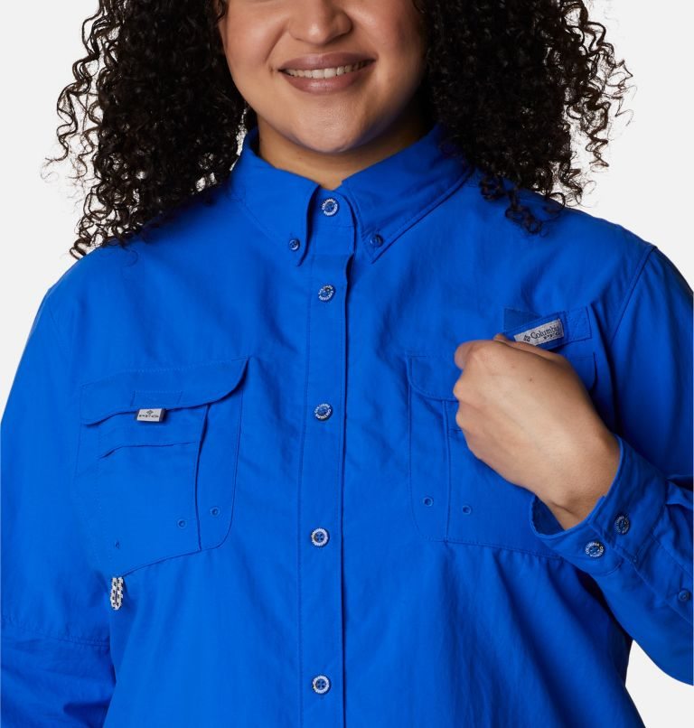 Women's Columbia PFG Bahama Long Sleeve Shirts Blue | Plus Size CA-B830A